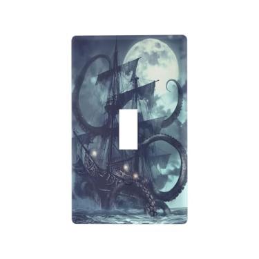 Imagem de Blueangle Capa para placa de parede para interruptor de luz - Tampa decorativa para interruptor de luz de navio pirata placa de parede, tamanho 1 - gangue 4,53 x 2,76 polegadas (139)