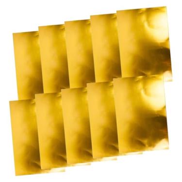 Imagem de Colaxi Pacote com 10 unidades de cartolina brilhante com efeito metalizado espelhado, ideal para artesanato, pôsteres, cartões de felicitação e álbuns de, Ouro