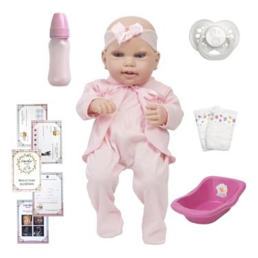 Imagem de Boneca Reborn Careca Menina Princesa Roupão Pode Dar Banho