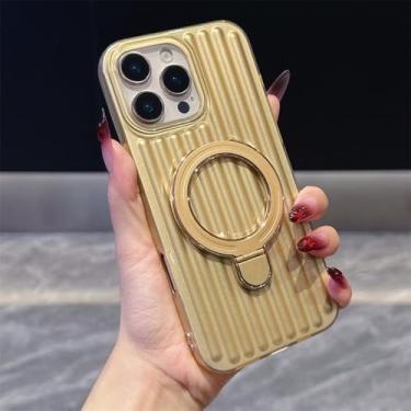 Imagem de Capa fina com revestimento ondulado e suporte magnético giratório para iPhone 17 Air 16 15 14 Plus 13 12 11 Pro Max, A6, para iPhone 16E