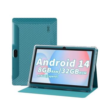 Imagem de Aheadthink Tablet Andaroid 14 de 7 polegadas, 8 GB de RAM, 32 GB de ROM, expansão de 1 TB, processador Quad Core, câmera dupla, Bluetooth, WiFi 6, bateria de 3000 mAh, tela IPS de alta definição