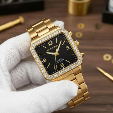 Imagem de Relógio Palhijane Médio Elegante Quadrado Strass Básico