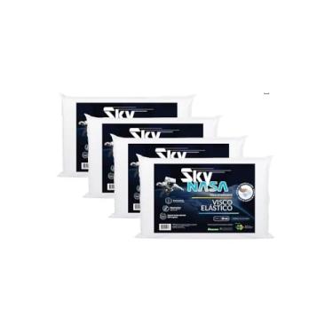 Imagem de Travesseiro Viscoelástico Basic Sky, Espuma Viscoelástica, Branco, 42x63x10cm, Hipoalergênico, Termossensível, Capa 100% Algodão