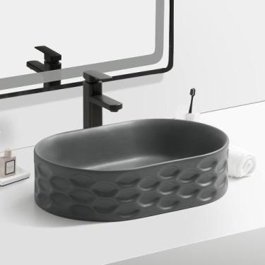 Imagem de Cuba Deend De Cerâmica Circolare Luna Grigio Para Banheiro 54x36x13 cm