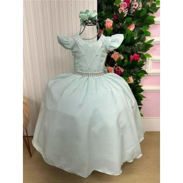 Imagem de Vestido Infantil Verde para Formatura Longo Dama de Honra Luxo para Fe