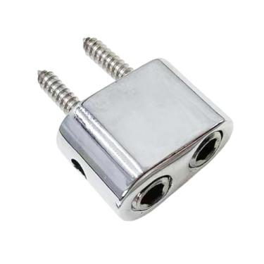 Imagem de Colaxi Kit de ponte headless para guitarra com tailpiece e chave de instalação. Fácil instalação. Peças para guitarra, instrumentos musicais e acessórios, Fechadura de Corda Prateada