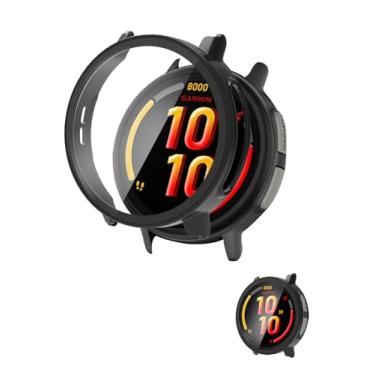 Imagem de Capa para Garmin Bounce 2, capa protetora NOUKAJU Smart, película de vidro temperado 9H integrada, PC rígido, fácil de instalar, protetor de tela para relógio esportivo Garmin Bounce 2 (preto)