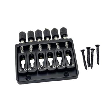 Imagem de menolana Guitarra de 6 cordas sem cabeça com ponte fixa, acessórios para instrumentos musicais, construção robusta, placa de liga de zinco moderna e estável, Preto