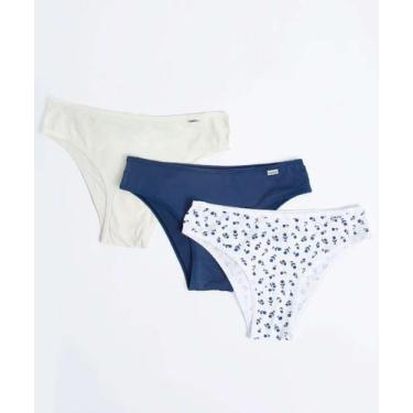 Imagem de Kit 3 Calcinhas Biquíni Microfibra DelRio-37452, G, Branco, Azul