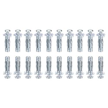 Imagem de DTGN Âncoras de parede ocas M6x37mm - Pacote com 20 - Bom para paredes de gesso de parede oca - Parafusos de âncora de drywall oco de aço carbono, prata