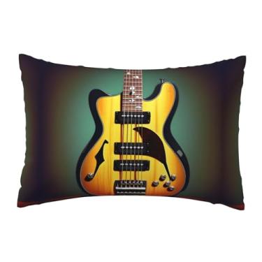 Imagem de Capa de almofada corporal com estampa de instrumentos musicais de guitarra baixo para sala de estar primavera fazenda para decoração de férias em casa