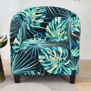 Imagem de Capas de cadeira estampadas redondas, capa de poltrona elástica, protetor de móveis removível, com fundo elástico para cafeterias, bares e quartos de hóspedes - Tipo 03||Meio círculo único 65-90 cm