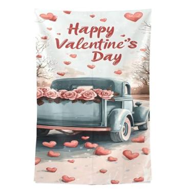 Imagem de STAYTOP Tapeçaria de parede de caminhão romântico dia dos namorados tapeçaria para decoração de casa dormitório sala de estar quarto tapete de parede (90 × 60 pol)