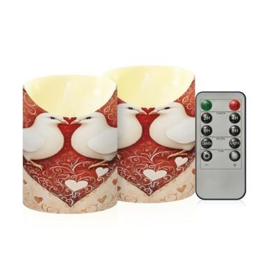 Imagem de Wassud Pacote com 2 velas brancas sem chama com controle remoto, velas realistas cintilantes com temporizador, velas decorativas para Natal, casamento, festa, decoração de casa pequena