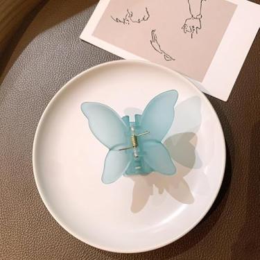 Imagem de 1 conjunto de grampos de cabelo de borboleta fosca boêmia, mini grampos de cabelo com laço de plástico, azul