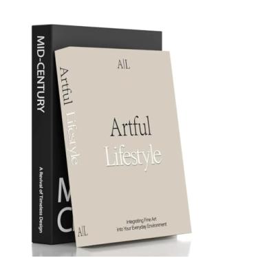 Imagem de Xydedoing Livros decorativos para decoração de casa, 2 peças de livro falso minimalista moderno para decoração de casa, decoração de mesa de café, acento estético de sala de estar (E5)