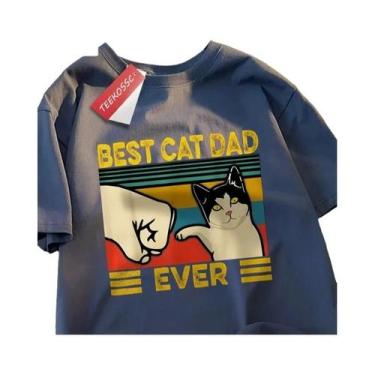 Imagem de Camiseta Oversized De Algodão Melhor Pai De Gato De Todos Tops Punch P