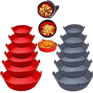 Imagem de Kit 6 Forro de Silicone Antiaderente para Airfryer, 6 Peças Reutilizáveis Compatível com Fritadeira Elétrica, Micro-ondas e Forno, Acessório Prático e Durável - NRSHOP