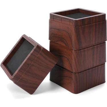 Imagem de KEIBIKEIDI Elevadores de cama empilháveis de 7,6 cm, elevadores de móveis resistentes, elevadores de até 997 kg, sofá, mesa, cadeira de mesa (grão de madeira empilhável), conjunto de 4