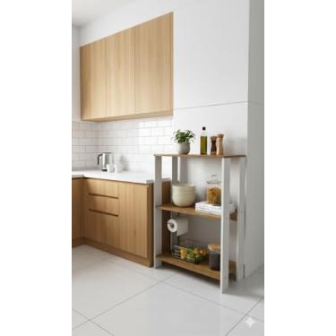 Imagem de Organizador Estante Pequena Sapateira Livreiro Estilo Industrial 3 Prateleira para Decoração Ambientes Sala Quarto Cozinha Livros Bolsas Sapatos - Imperial Off white/Nature