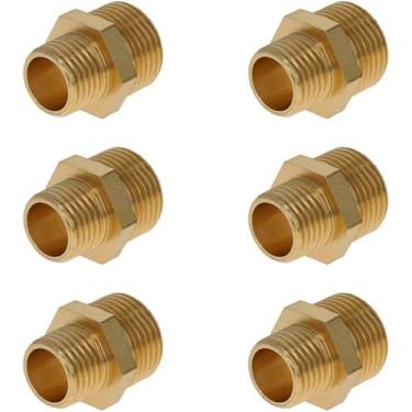 Imagem de 4 peças conector rápido encaixe de tubo push-in, 16,2-12,5 mm/0,64"-0,49" rosca macho latão empurrar para conectar acessórios de tubo, amarelo