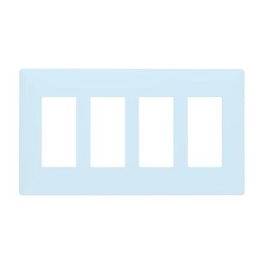 Imagem de Aqua/Teal 4 Gang Quad Rocker/GFCI/Decorator Light Switch Cover Plate Decorativa Elétrica Placa Decorativa Sem Parafusos