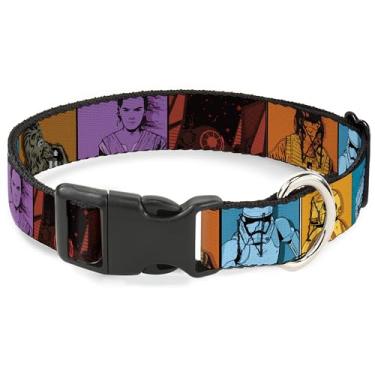 Imagem de Coleira de cachorro Star Wars com fivela de plástico, liberação rápida, fácil de ajustar, personagem e ícones do despertar da força, multicolorido, 40,6 a 58 cm de largura