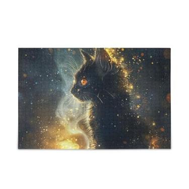 Imagem de Quebra-cabeça de gato preto, 500 peças, madeira e papel, quebra-cabeças engraçados para adultos