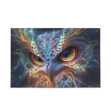 Imagem de Quebra-cabeça bonito com cara de coruja de 1000 peças, quebra-cabeças complexos de papel e madeira para adultos com bolsa de armazenamento