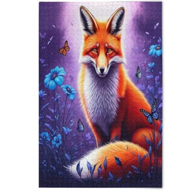 Imagem de Jigsaw Puzzle Adult 1000 Pieces Floral Landscape Art Orange Fox Flower Animal Men Gifts Creative Lovers White Elephants Gifts, 1000 Pieces, 29.5" x 19.7"