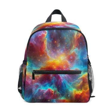 Imagem de Nebula Rainbow Colors Backpack for Toddler Little Girl Backpack with Front Pocket, Safety Whistle for Ages 3-8