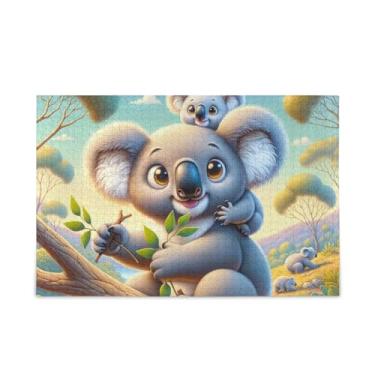 Imagem de Quebra-cabeça de 500 peças, jogo de quebra-cabeça de ursos coala, casa, parede, arte, desafio, para adultos, 52 cm C x 37,8 cm L