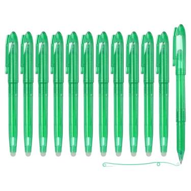 Imagem de PATIKIL 12 canetas de gel apagáveis, caneta de marcação apagável a calor de 0,5 mm com tampa, marcadores de tecido de escrita suave para costura, desenho, planejador de escrita, tinta verde