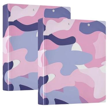 Imagem de Fichário camuflado pastel, organizador de fichário de 3 cm com bolsos para papel A4, suprimentos práticos para fichário de escritório