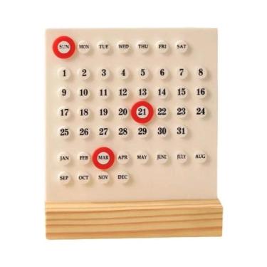 Imagem de Calendário De Mesa Montessori De Madeira Ajustável Com Exibição Perpét