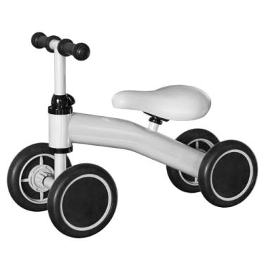 Imagem de Bicicleta de Equilíbrio Infantil 4 Rodas - Andador sem Pedal, Seguro, Ajustável, Desenvolve Habilidades Motoras(BRANCO)