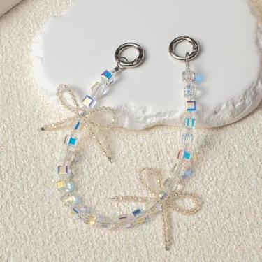 Imagem de Chaveiro de contas de cristal com design de glitter, alça de pulso transparente para celular e acessório de bolsa (azul 3)