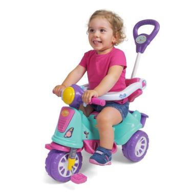 Imagem de Triciclo Infantil Retrô Carrinho Andador de Passeio Motoca Pedal e Has