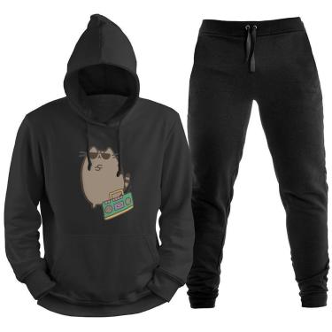 Imagem de Conjunto Blusa Blusão Canguru Calça Moletom Gato Gangster Abrigo Agasalho Diversas Cores TropiCaos-Unissex