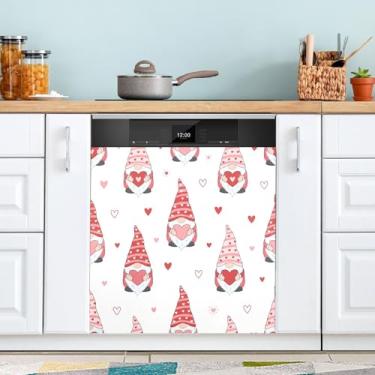 Imagem de ATTX Capa magnética para lava-louças padrão de gnomos dos namorados | Adesivo decorativo de eletrodomésticos de 58 cm x 66 cm para armários domésticos e eletrodomésticos #248