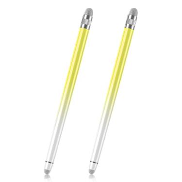Imagem de Stylus (pacote com 2), caneta universal para tela sensível ao toque com pontas duplas de borracha, alta sensibilidade e rejeição da palma da mão, para iPad, iPhone, tablet e Kindle