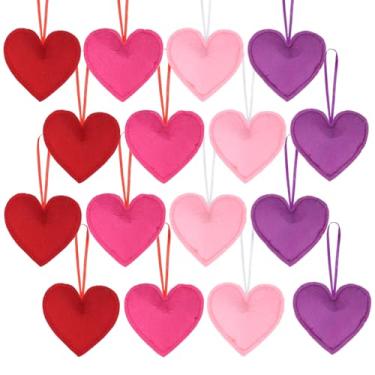 Imagem de HSONAIGEE 24 peças de enfeites de feltro para pendurar no coração, enfeites de feltro para o dia dos namorados, decoração de festa de casamento em casa