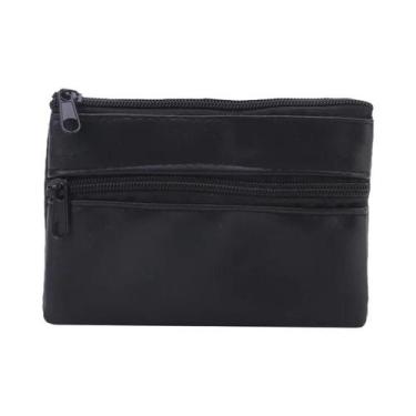 Imagem de Carteira De Moeda Pequena Unissex Com Zíper Em Couro PU, Porta-Chaves 