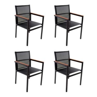 Imagem de Kit 4 Cadeira Diamante Alumínio Sling Hotel Piscina Jardim