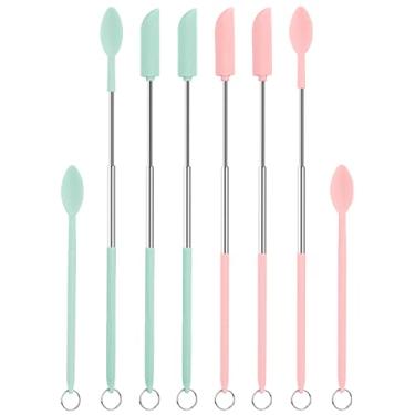 Imagem de Espátula telescópica e colher, 4 miniespátulas para maquiagem, 4 peças, colheres telescópicas, pequenas, espátulas de silicone retráteis, conjunto de espátulas para cozinha, comida, garrafa estreita