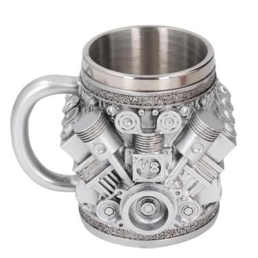 Imagem de WALFRONT Caneca de café Com Motor de Carro de Resina de Aço Inoxidável, Copo Portátil 3D para Bebidas Quentes e Frias, Presentes de Bar Doméstico, Design Compacto e Leve para Entusiastas de Carros
