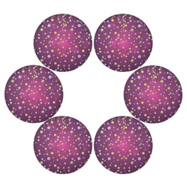 Imagem de Wassud Jogo americano conjunto de 6 pontos, gradiente magenta para cozinha e jantar, tapetes laváveis, resistentes ao calor, decoração de mesa 39 cm