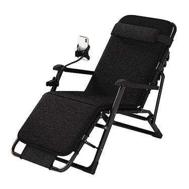 Imagem de ONDHGFBGB Espreguiçadeira reclinável, cadeira de jardim dobrável com apoio de cabeça, suporte de telefone, reclinável ajustável ao ar livre para pátio, gramado, praia, acampamento