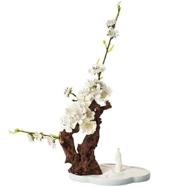 Imagem de pcagfaajmh Plantas falsas estilo chinês escultura de raiz de madeira simulação planta flor bonsai sala de estar casa ornamentos zen decorações de escritório artificial interior