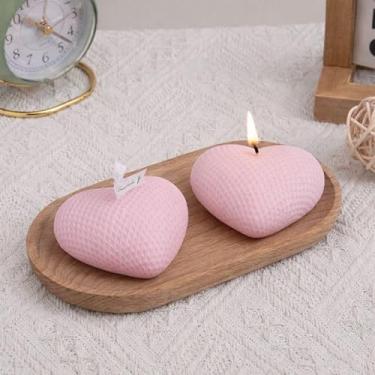 Imagem de Vela formato coração decorativa 80g romântica presente namorados decoração ambiente casamento aniversario lembrancinha (Rosa)